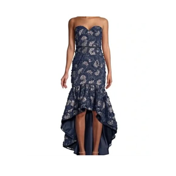 Aidan Mattox Navy Blue High-Low Formal Strapless Dress - Worn Once! - Picture 1 of 7